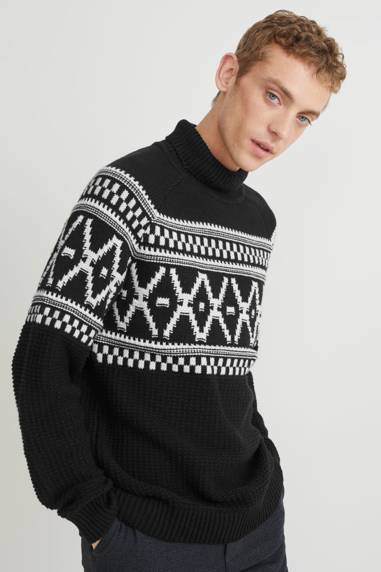 Jumpers C&A Polo Neck Panske Čierne | 5740UFANO