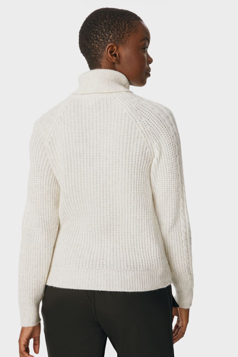 Jumpers C&A Polo Neck Recycled Damske Biele | 5719CQWEV