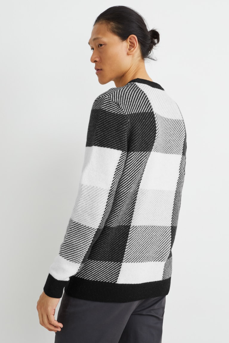 Jumpers C&A Vlna Blend Check Panske Biele Siva | 8096SHUZR