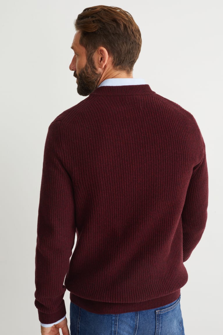 Jumpers C&A Vlna Blend Panske Tmavo Červené | 8193RXZNV