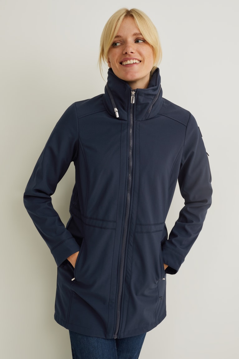 Kabáty C&A Softshell With Hood Bionic-finish®eco Recycled Damske Tmavo Modre | 3952WFDOI