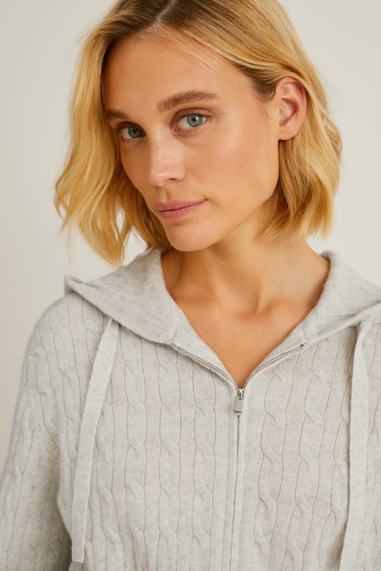 Kardigán C&A Cashmere With Hood Damske Biele | 9728JFUTE