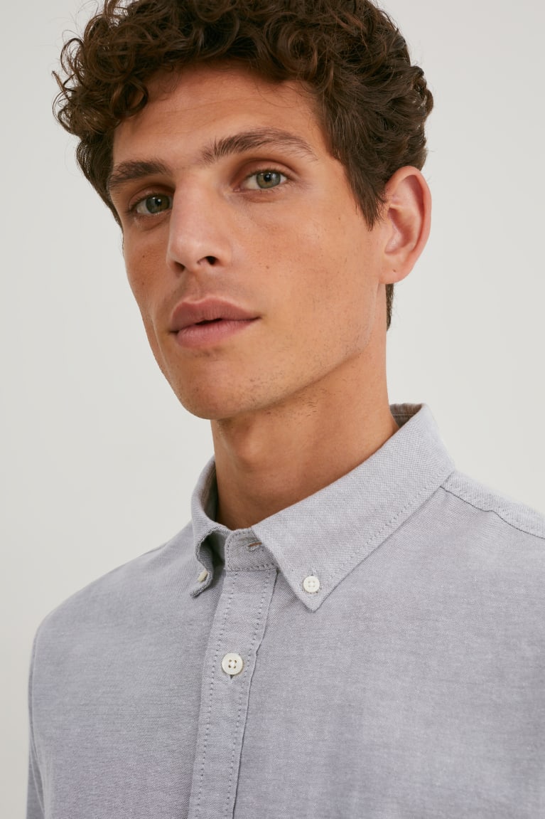 Kosele C&A Oxford Regular Fit Button-down Collar Panske Siva | 5210JKXQC