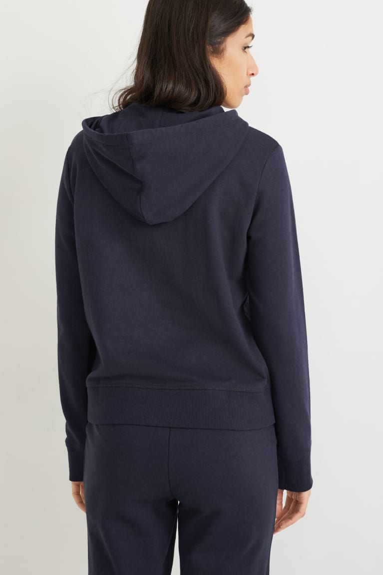 Mikiny C&A Basic Zip-through With Hood Organic Bavlnene Damske Tmavo Modre | 5613AOPKD