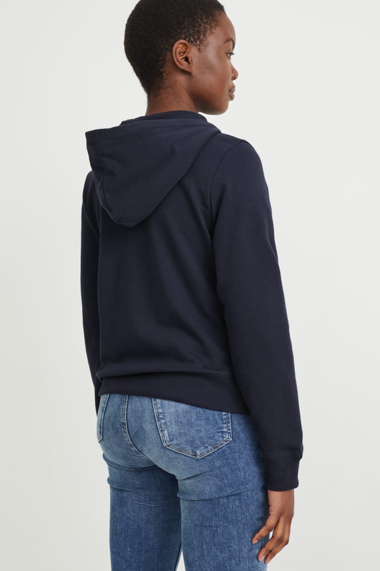 Mikiny C&A Basic Zip-through With Hood With Organic Bavlnene Damske Tmavo Modre | 2849YHDWM