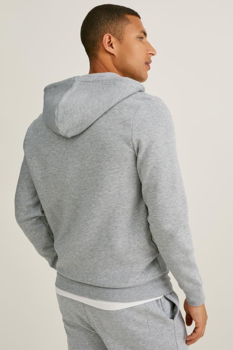 Mikiny C&A Zip-through With Hood Organic Bavlnene Panske Siva | 4607HSCBY