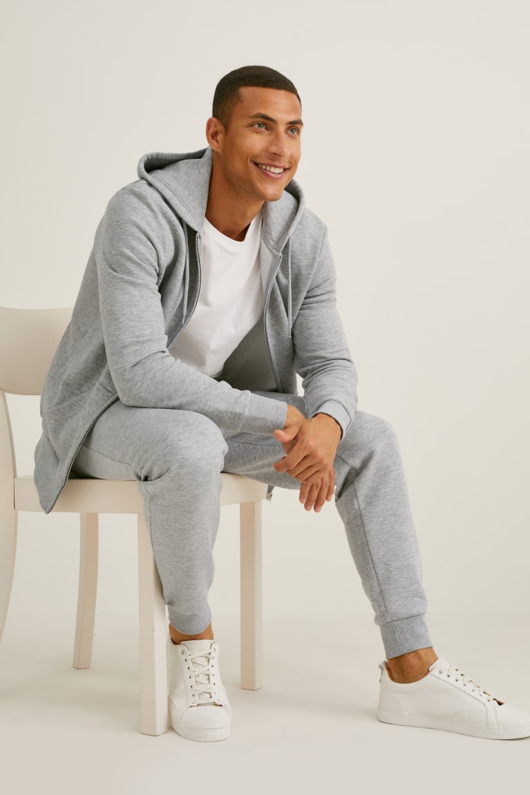 Mikiny C&A Zip-through With Hood Organic Bavlnene Panske Siva | 4607HSCBY