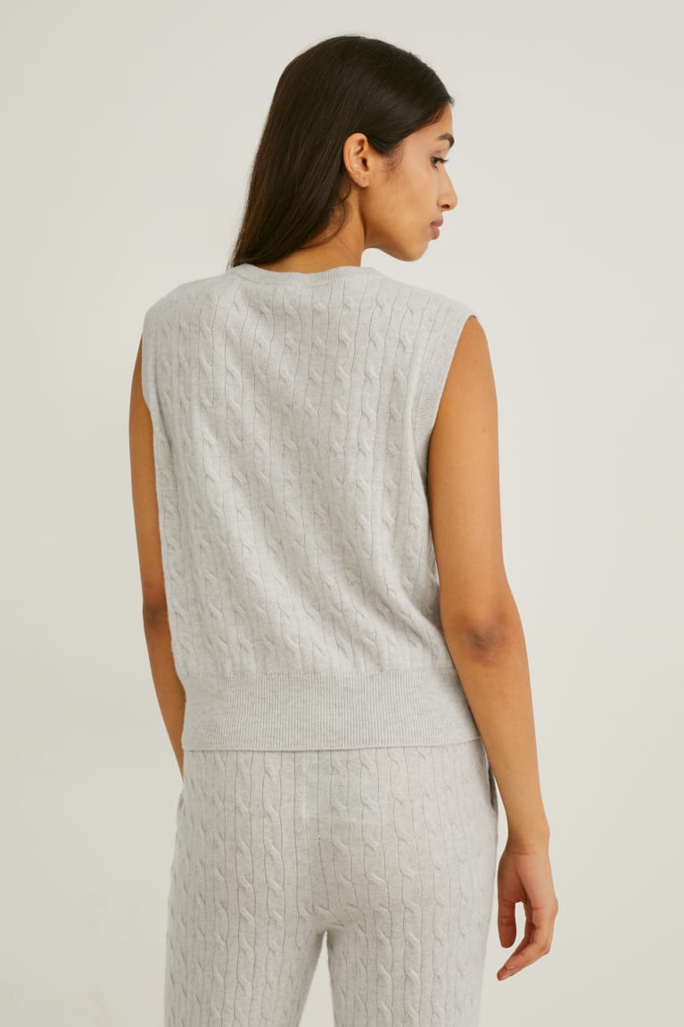 Mikiny S Kapucňou C&A Cashmere Slipover Cable Knit Pattern Damske Biele | 2301IYMUW