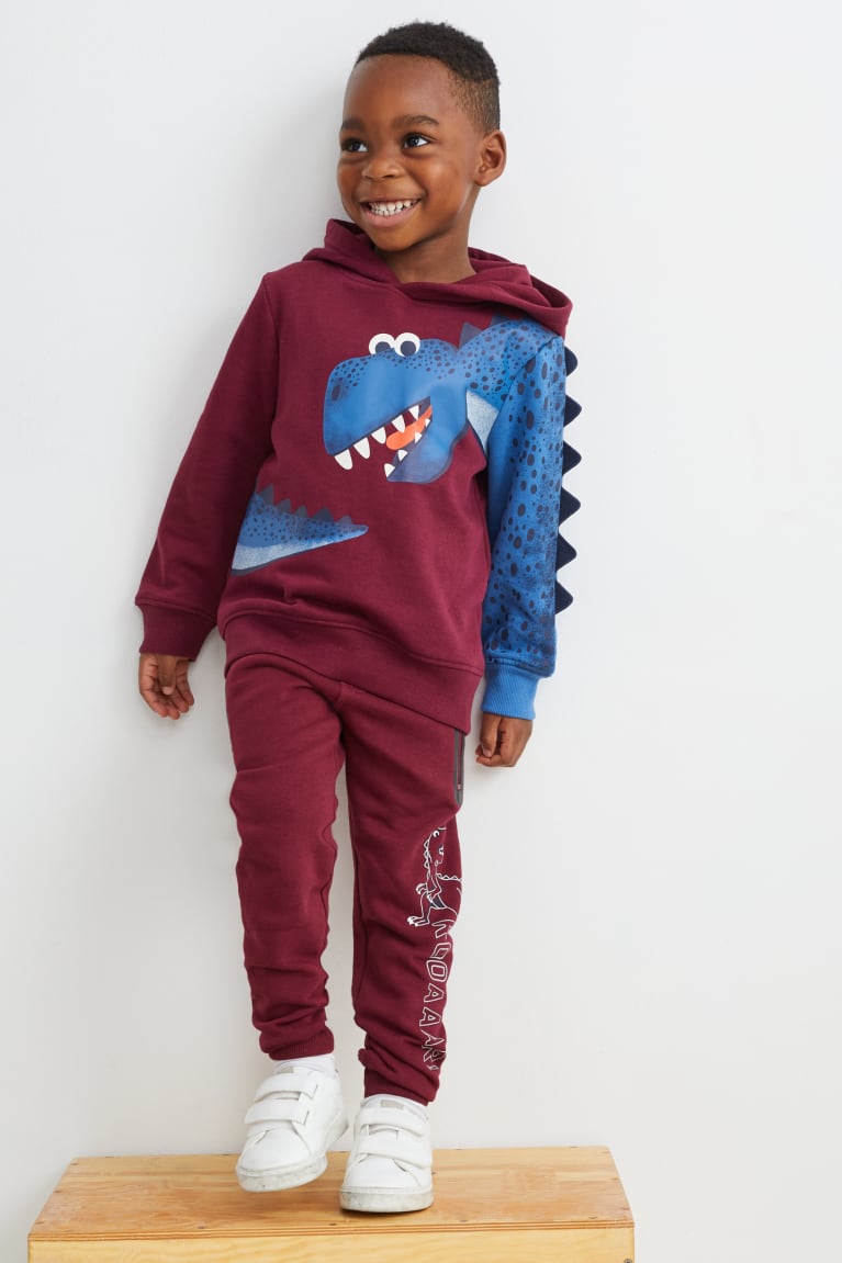 Mikiny S Kapucňou C&A Multipack Of 2 Dinosaur And Long Sleeve Dievcenske Bordove | 2180RFJAI