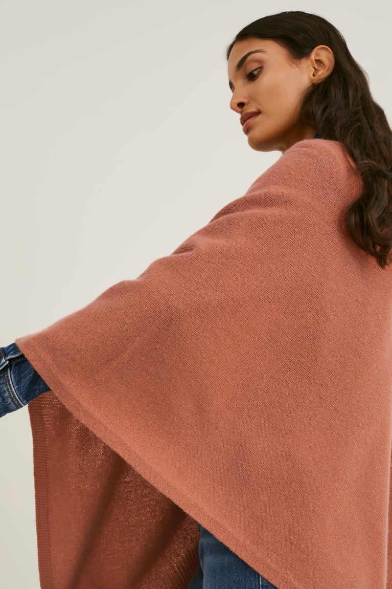 Mikiny S Kapucňou C&A Poncho With Cashmere Vlna Blend Damske Hnede | 5786WCLKG