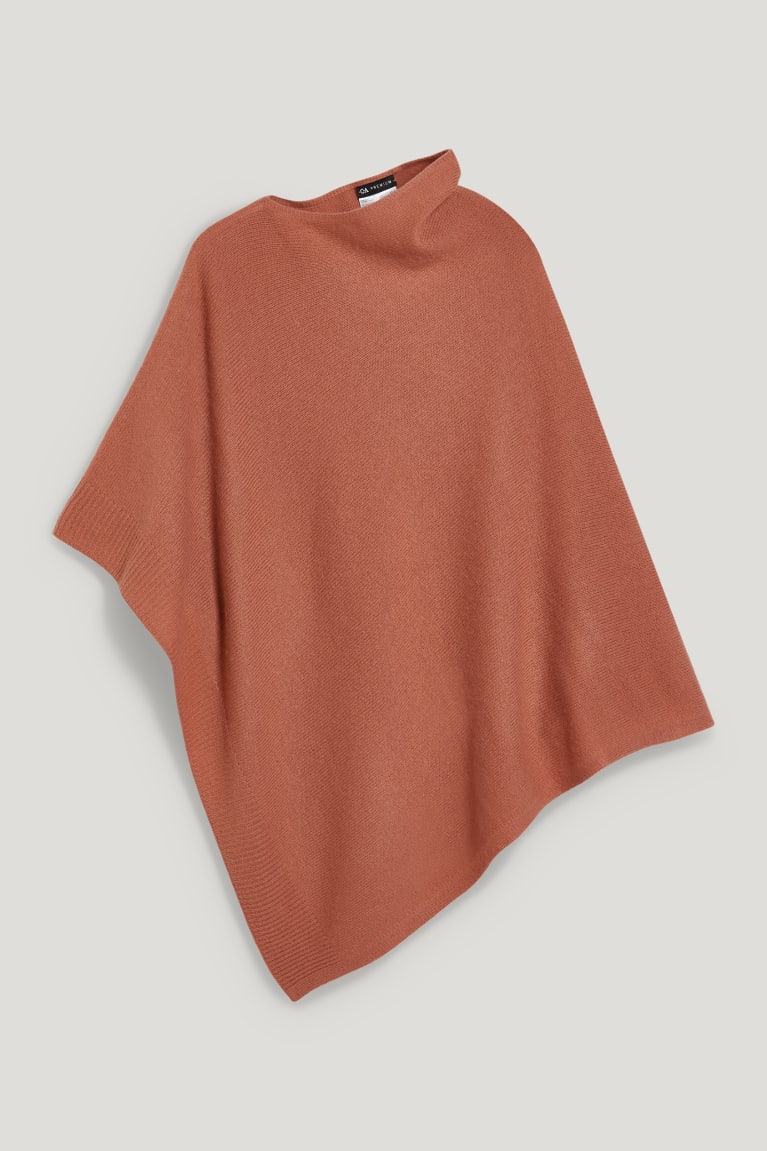 Mikiny S Kapucňou C&A Poncho With Cashmere Vlna Blend Damske Hnede | 5786WCLKG