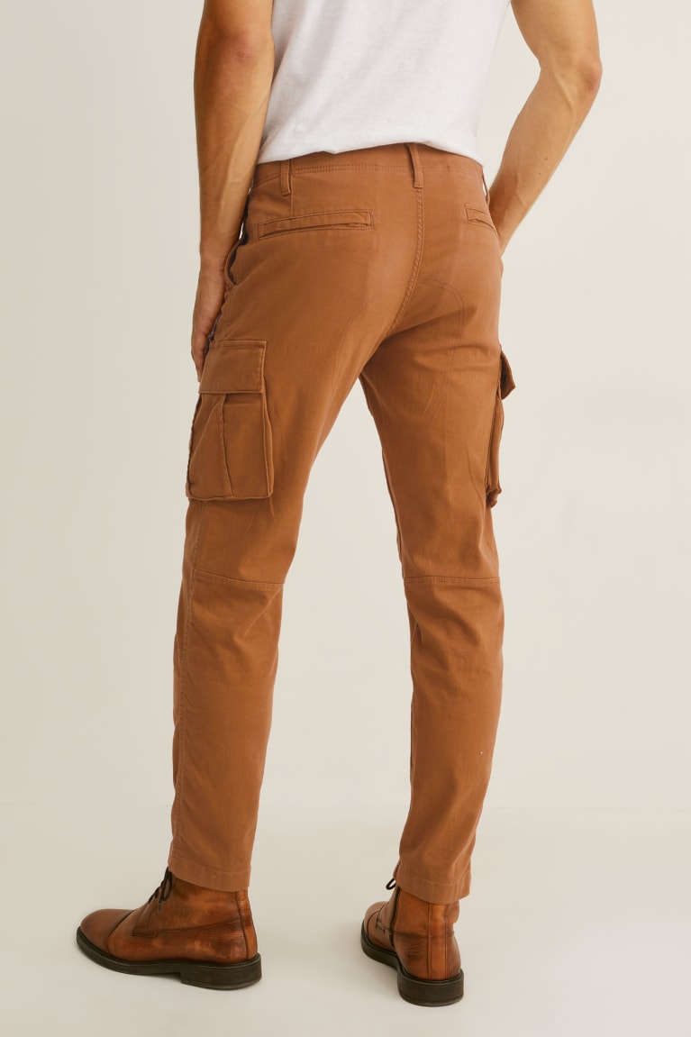 Nohavice C&A Cargo Tapered Fit Flex Lycra® Panske Havanna | 6307UDXFA