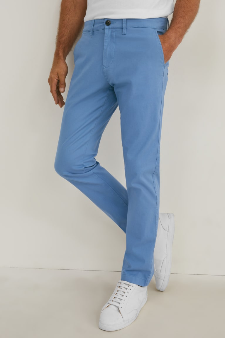 Nohavice C&A Chinos Regular Fit Lycra® Panske Modre | 7902VFRHP