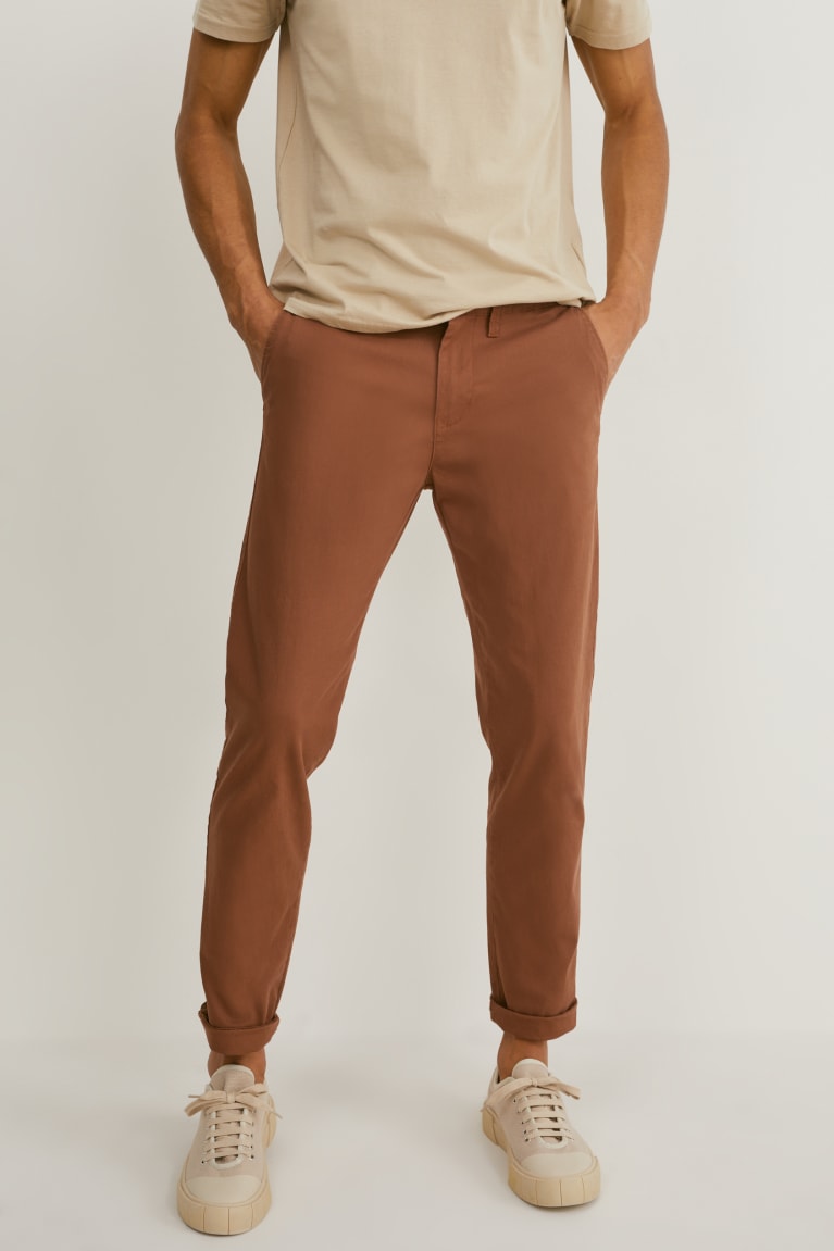 Nohavice C&A Chinos Slim Fit Lycra® Panske Hnede | 8649XGYIQ