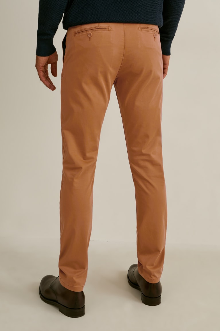 Nohavice C&A Chinos Slim Fit Pima Bavlnene Flex Lycra® Panske Havanna | 1748GRMXV