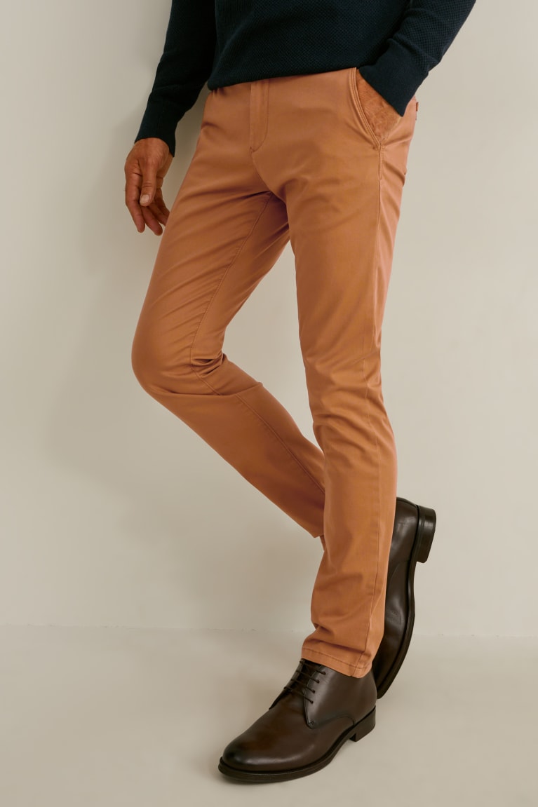 Nohavice C&A Chinos Slim Fit Pima Bavlnene Flex Lycra® Panske Havanna | 1748GRMXV