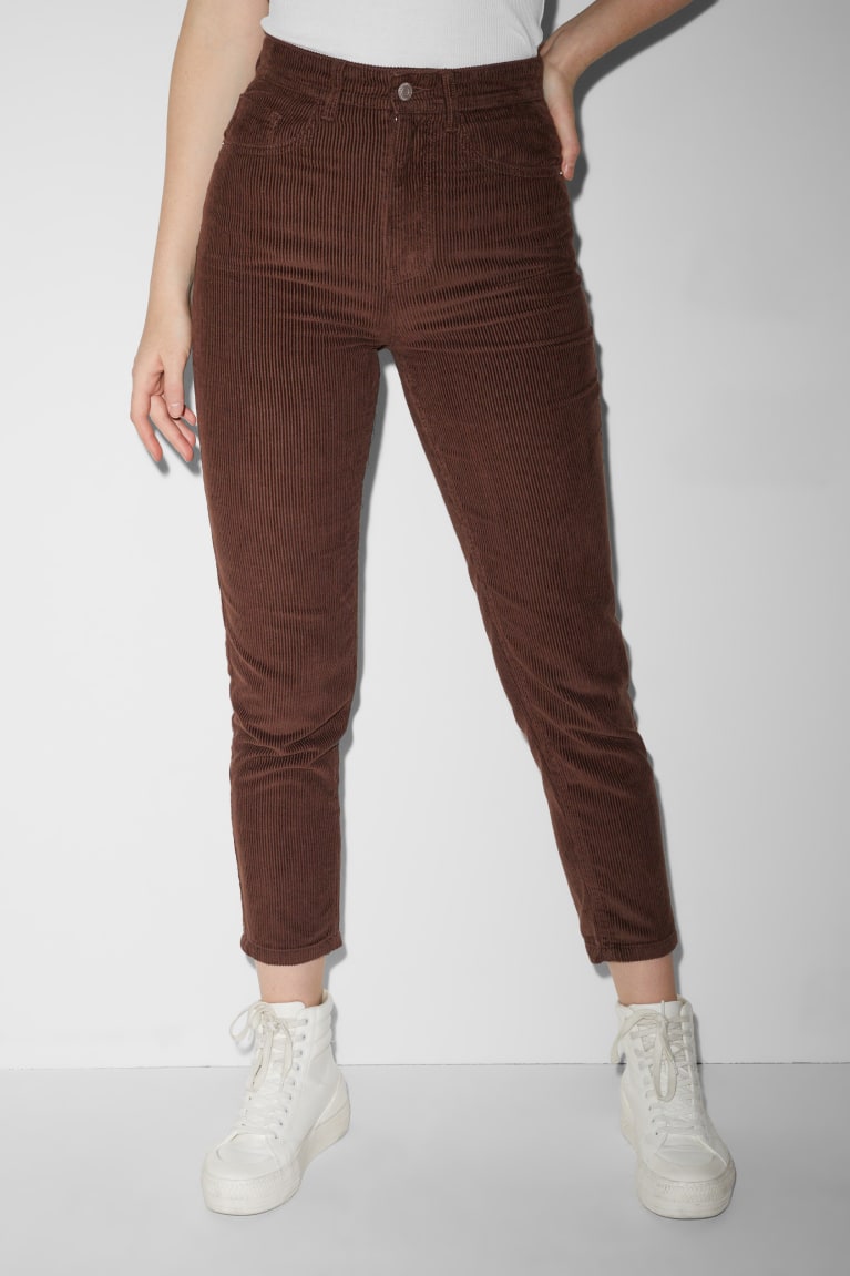 Nohavice C&A Clockhouse Corduroy Stredne-rise Pásom Relaxed Fit Damske Tmavo Hnede | 8754QEHPB