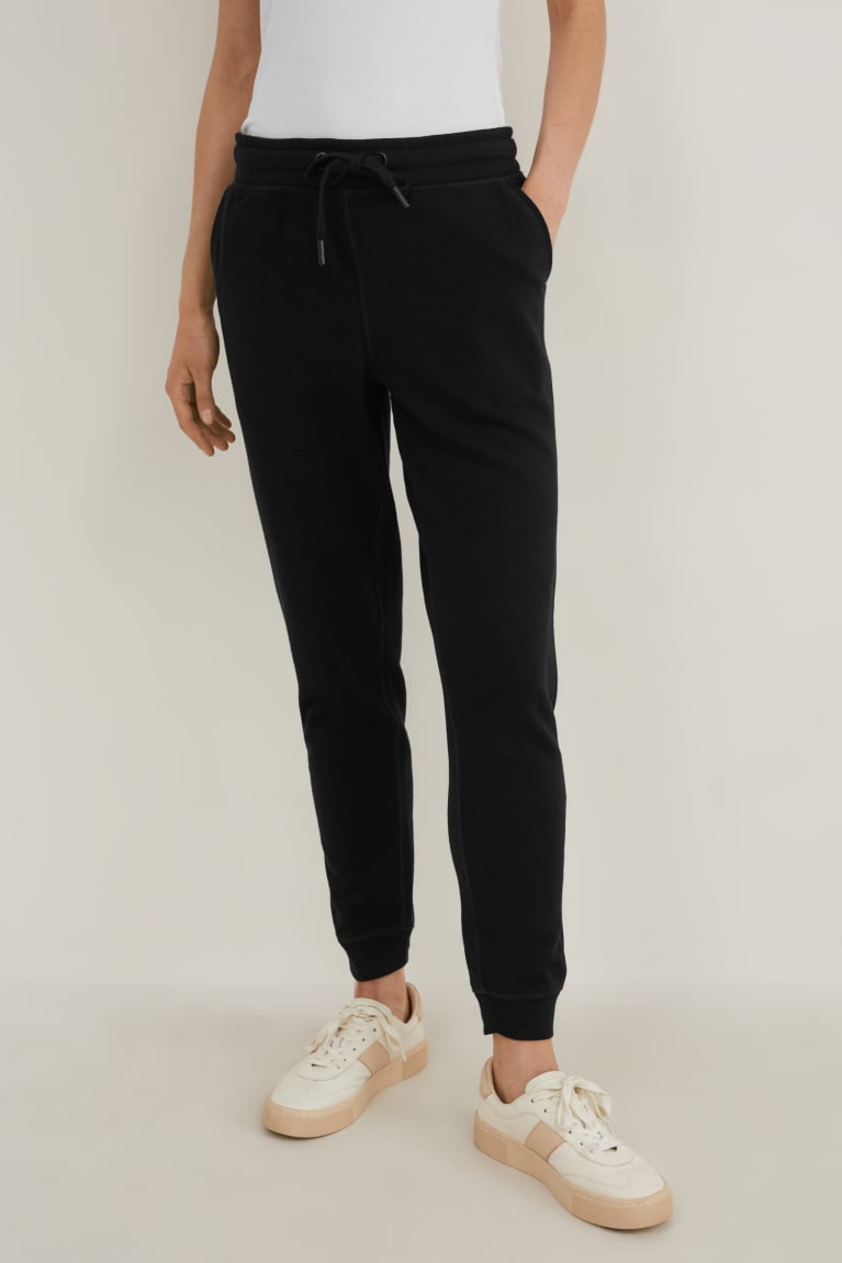 Nohavice C&A Joggers Organic Bavlnene Recycled Damske Čierne | 3578FIKND