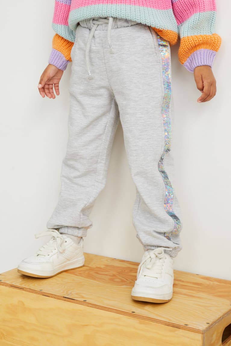 Nohavice C&A Joggers Shiny Dievcenske Svetlo Siva | 1560LGVEI