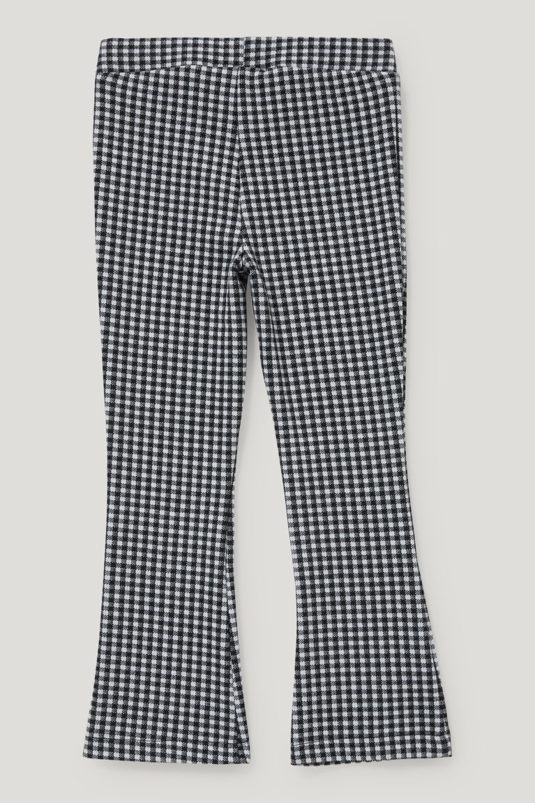 Nohavice C&A Leggings Check Dievcenske Čierne Biele | 7581LXVCE