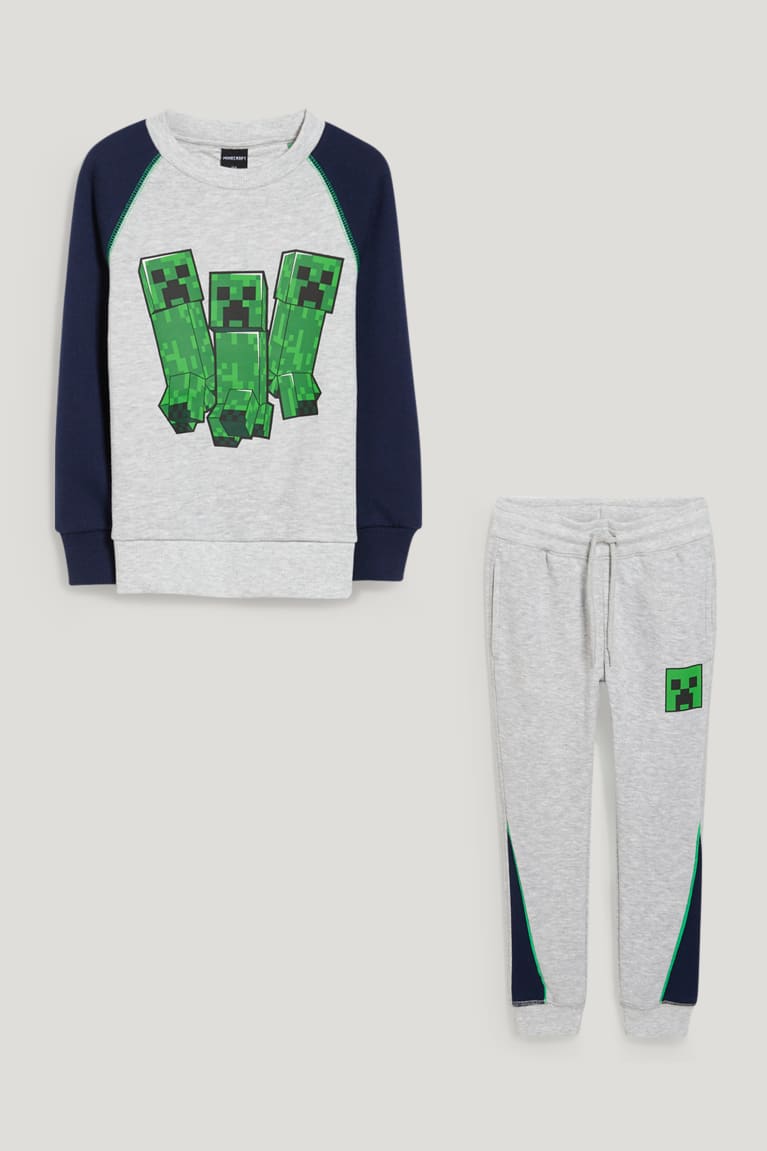 Nohavice C&A Minecraft Set And Joggers 2 Piece Chlapcenske Svetlo Siva | 2087FYQLX