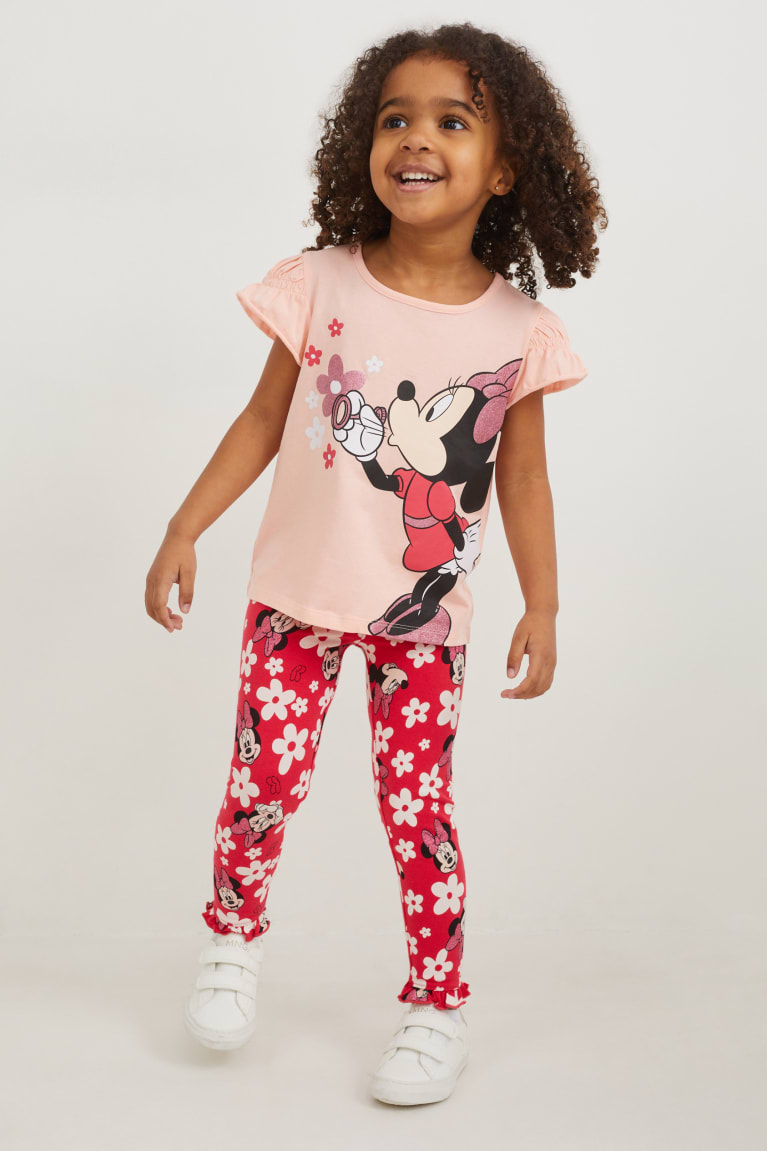 Nohavice C&A Minnie Mouse Leggings Floral Dievcenske Ruzove | 0387CWYOA