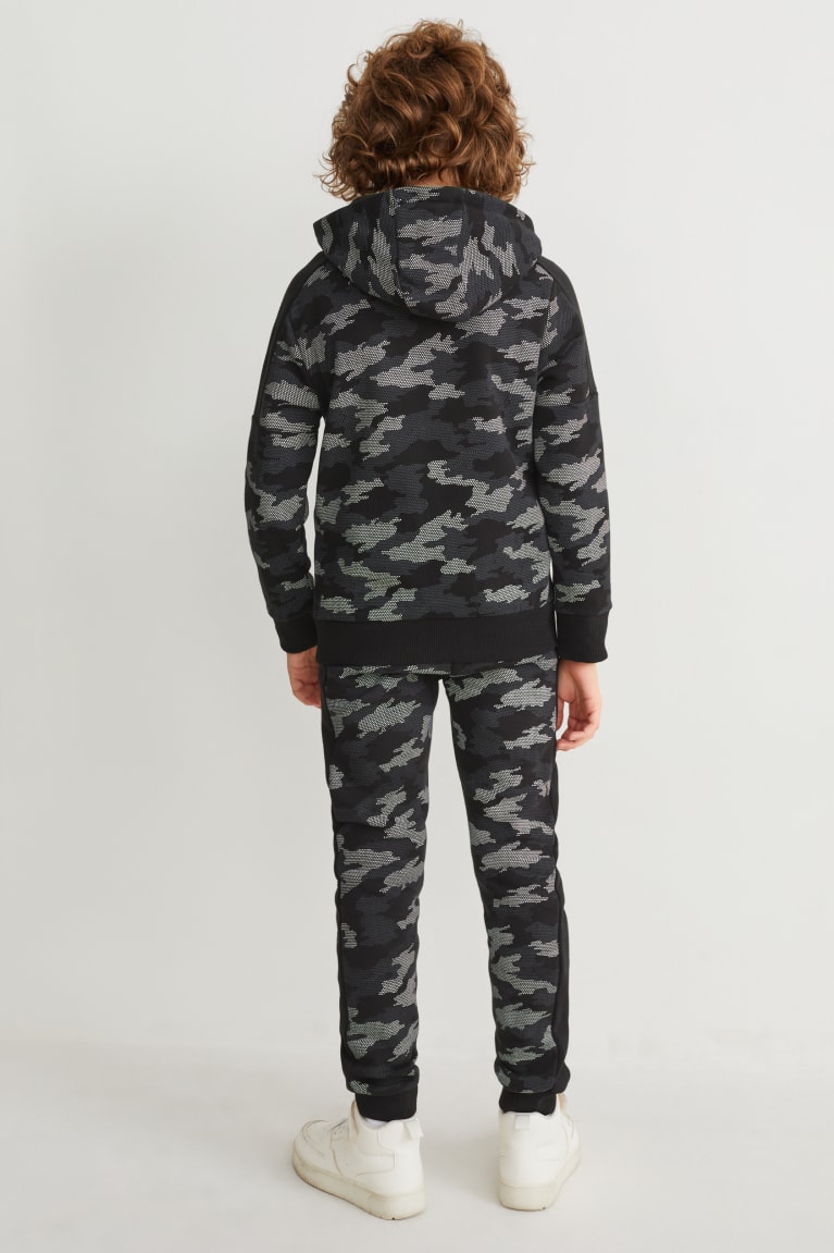 Nohavice C&A Set Zip-through With Hood And Joggers 2 Piece Chlapcenske Camouflage | 8345EHGJQ