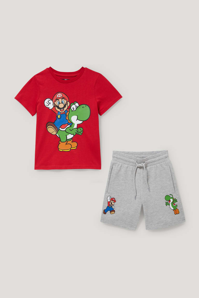 Nohavice C&A Super Mario Set Sleeve And Sweat 2 Piece Chlapcenske Červené | 8592FOUQV