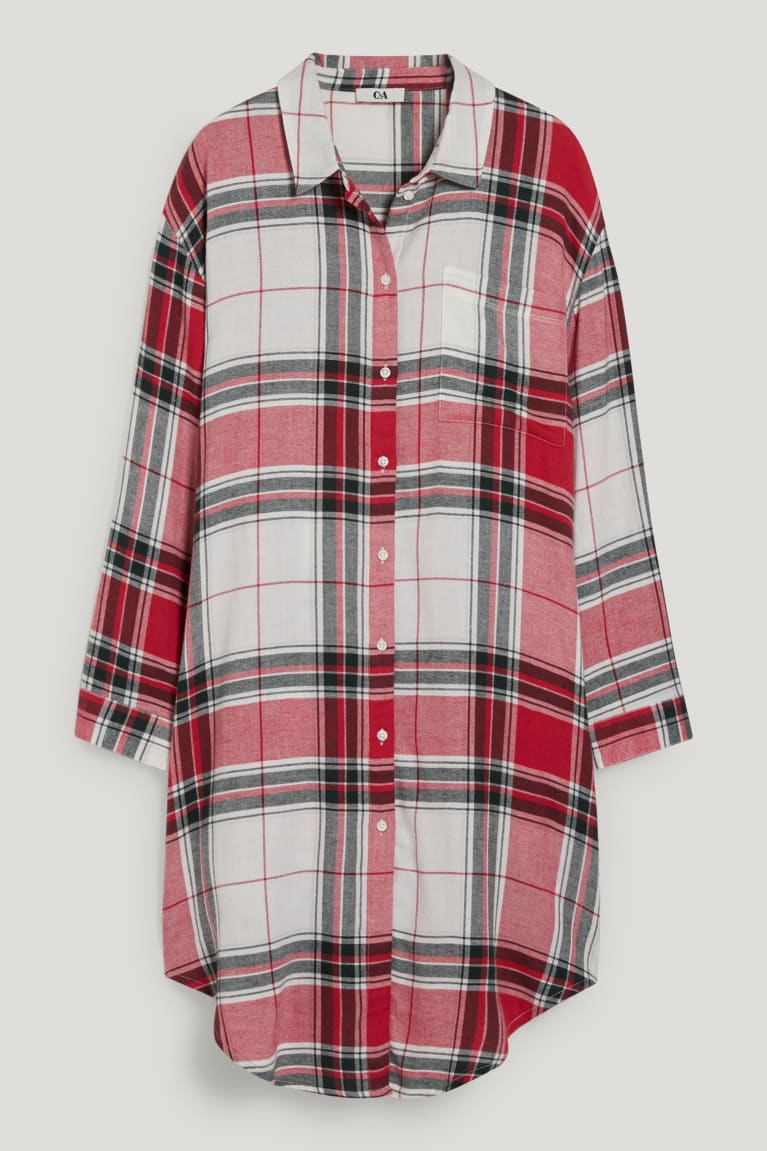 Nočná Bielizeň C&A Flannel NightCheck Damske Biele Červené | 3984JBSPH