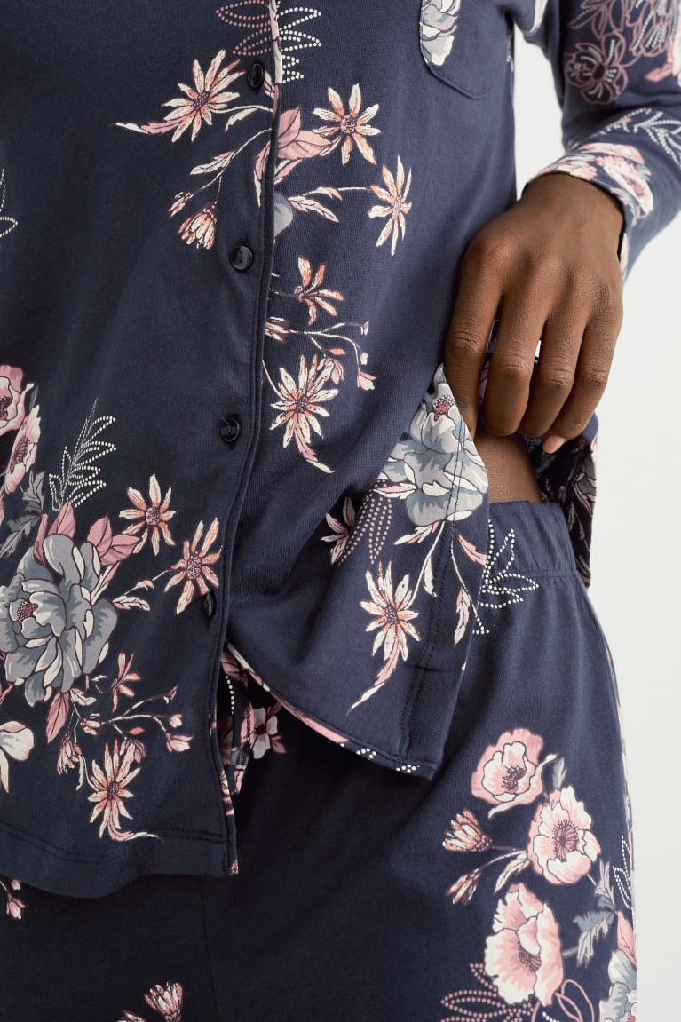 Nočná Bielizeň C&A Pyjamas Floral Damske Tmavo Modre | 2196JUSML