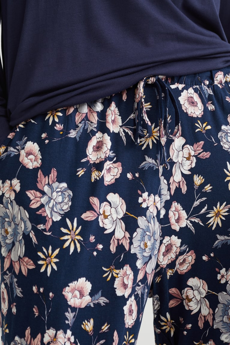 Nočná Bielizeň C&A Pyjamas Floral Damske Tmavo Modre | 3814MALEW