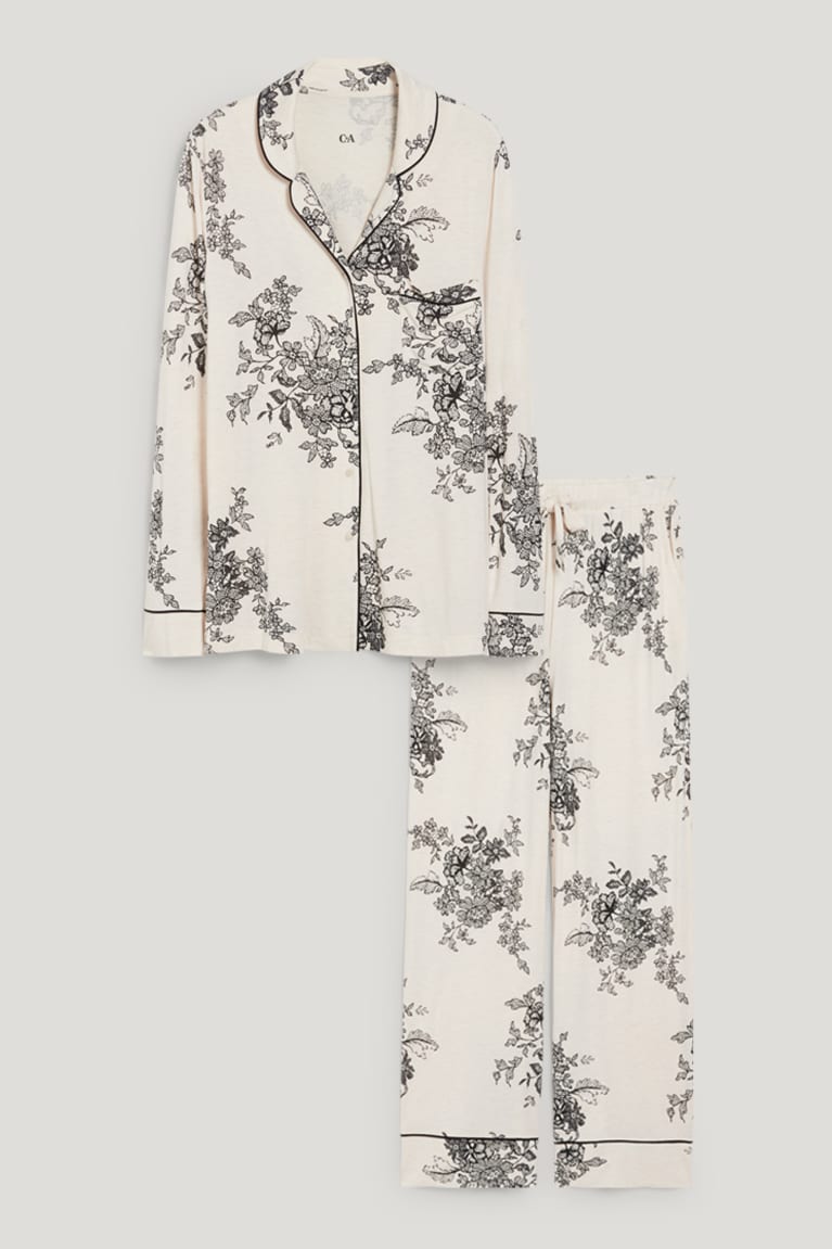 Nočná Bielizeň C&A Pyjamas Floral Damske Béžové | 7865LIGXM