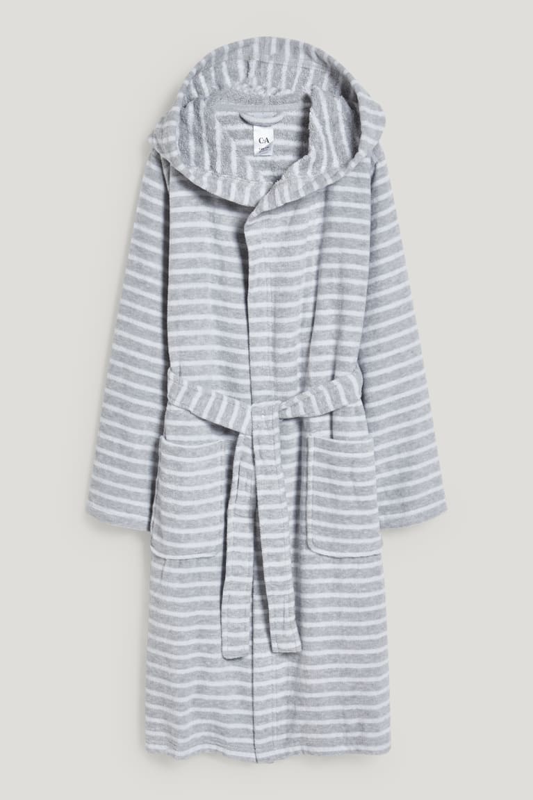 Plavky C&A Bathrobe With Hood Pruhované Dievcenske Svetlo Siva | 9746QXGTZ