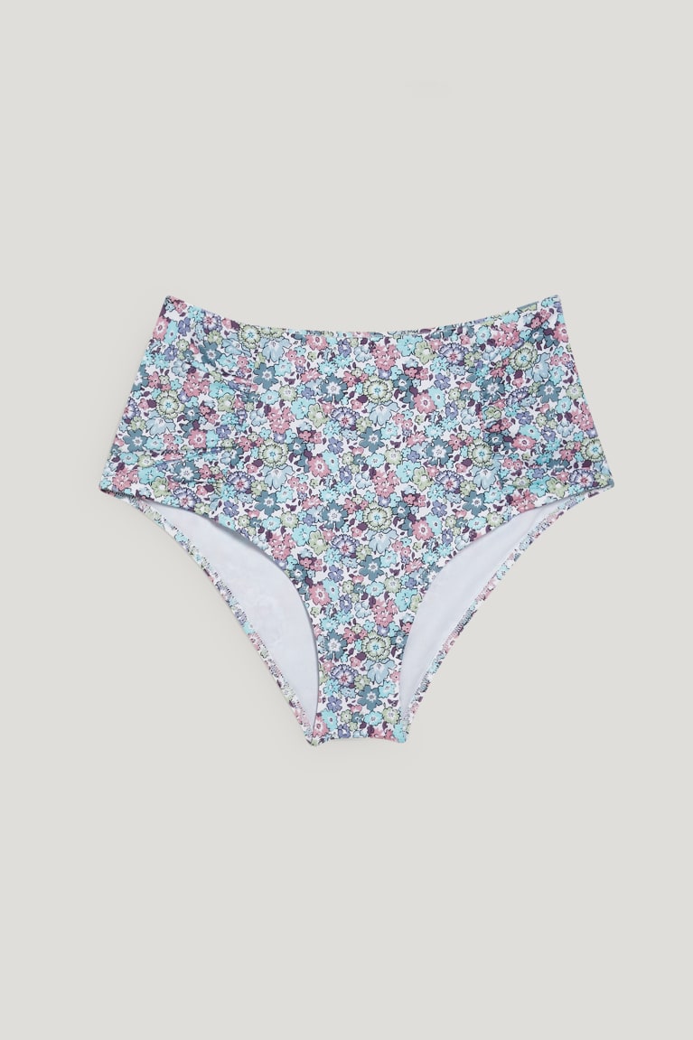 Plavky C&A Bikiny Bottoms High Rise Lycra® Xtra Life™ Floral Damske Mätové Zelene | 3675OFWND