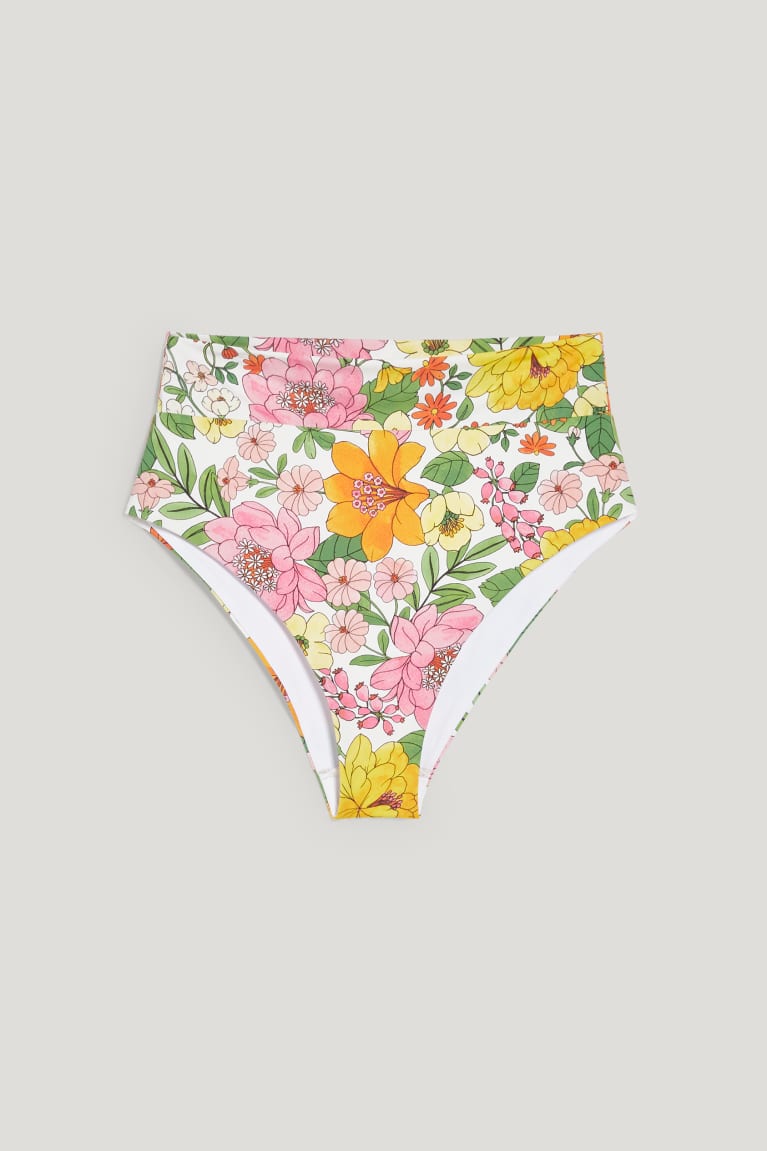 Plavky C&A Bikiny Bottoms High Rise Lycra® Xtra Life™ Floral Damske Multicoloured | 7421MKBXA