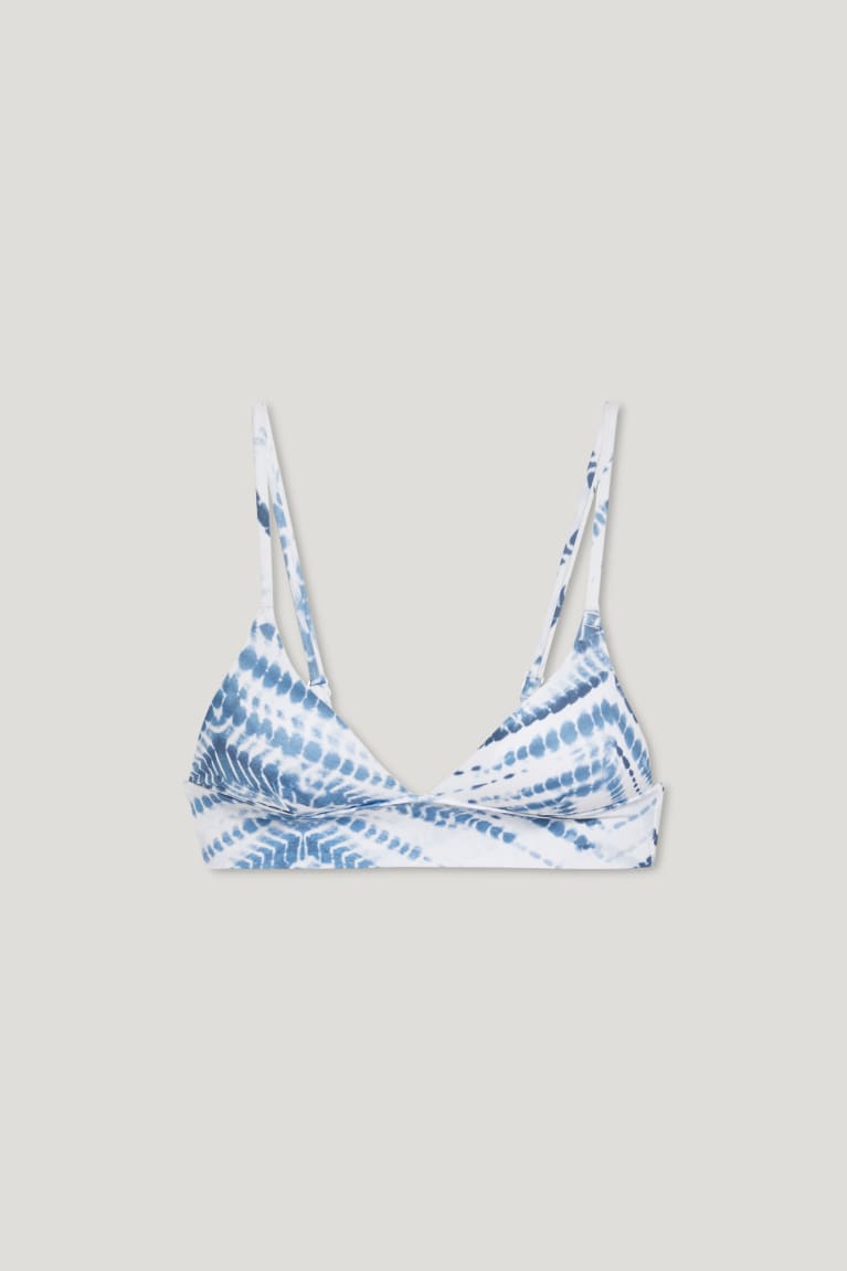 Plavky C&A Bikiny Triangle Polstrované Lycra® Xtra Life™ Damske Biele Modre | 8253SOEXC