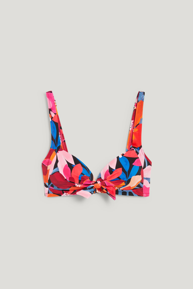 Plavky C&A Bikiny With Knot Detail Polstrované Lycra® Floral Damske Ruzove | 9136IKCXT