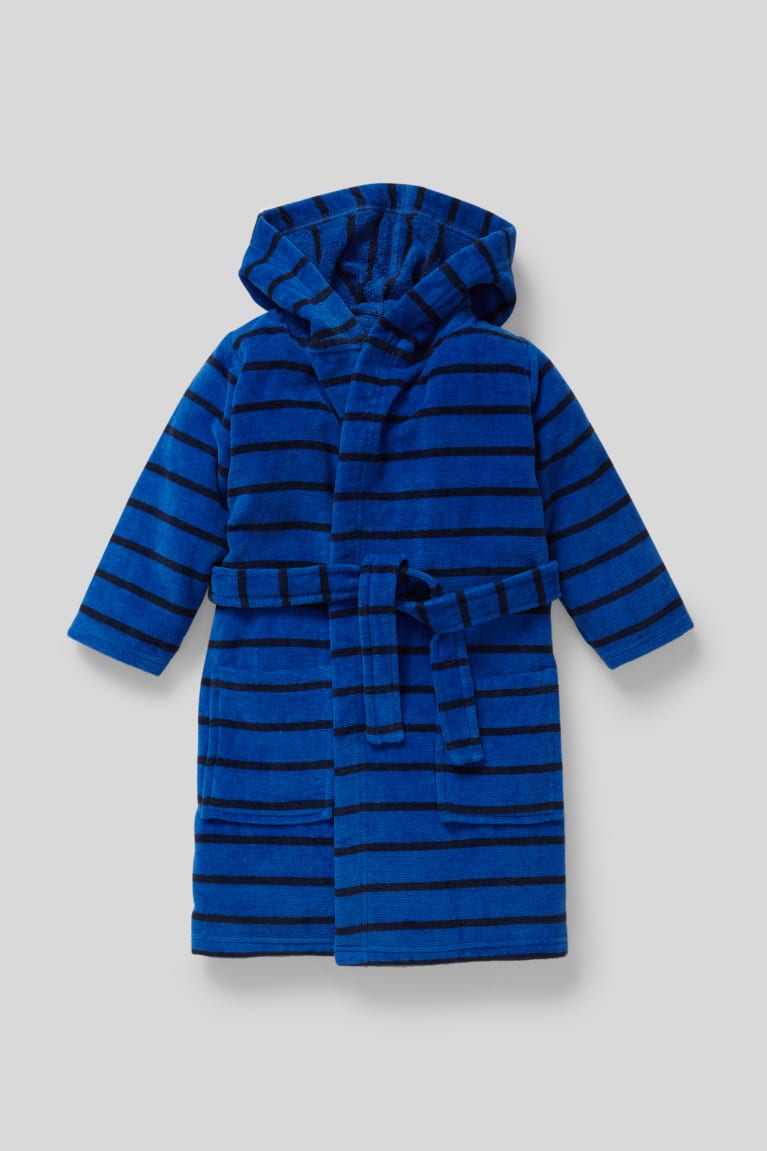 Plavky C&A Terry Bathrobe With Hood Organic Bavlnene Pruhované Chlapcenske Modre Čierne | 7891PSDBG