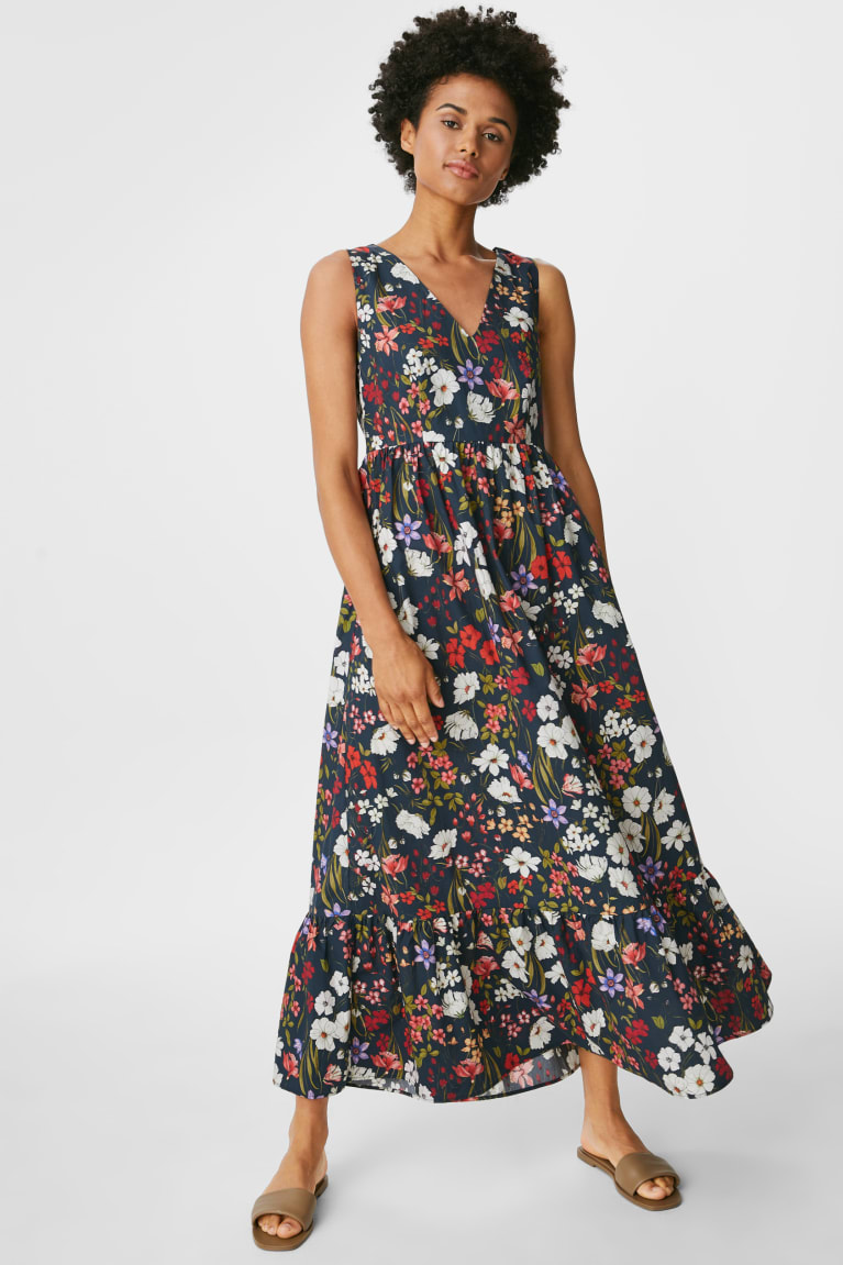 Saty C&A Fit & Flare Floral Damske Tmavo Modre | 5836MCIYT