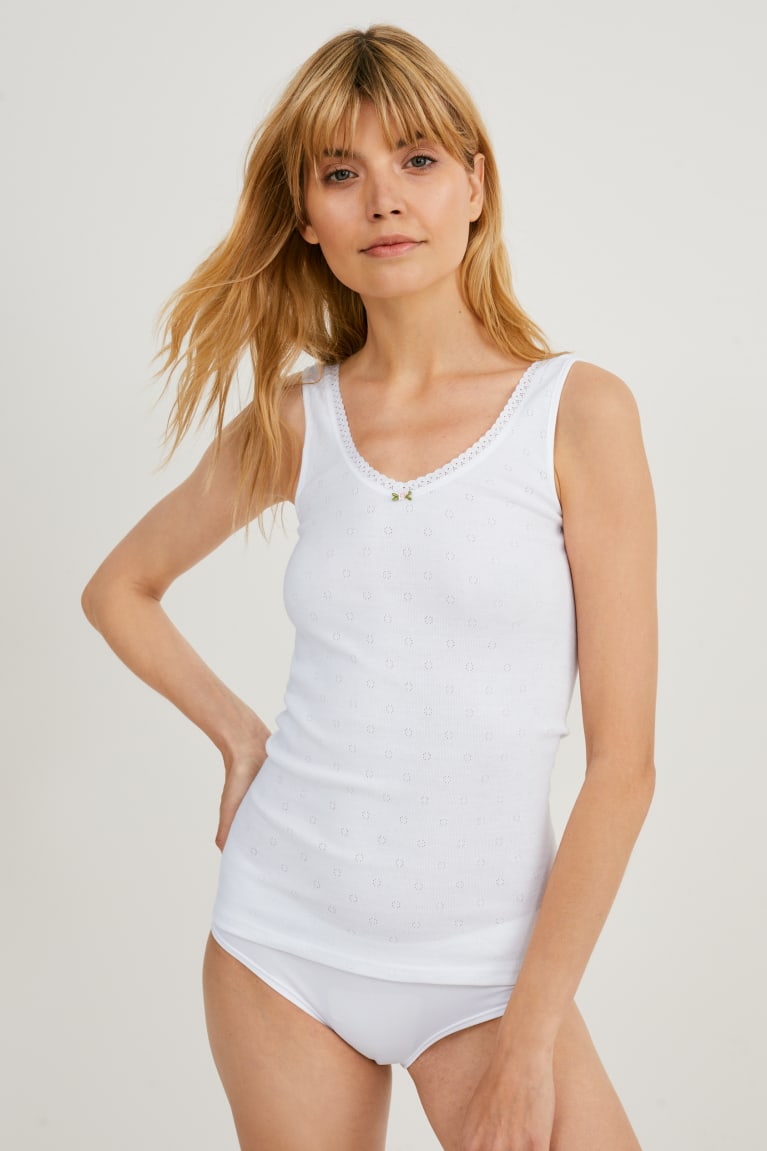 Spodne Pradlo C&A Camisole Organic Bavlnene Damske Biele | 2036OTUNM