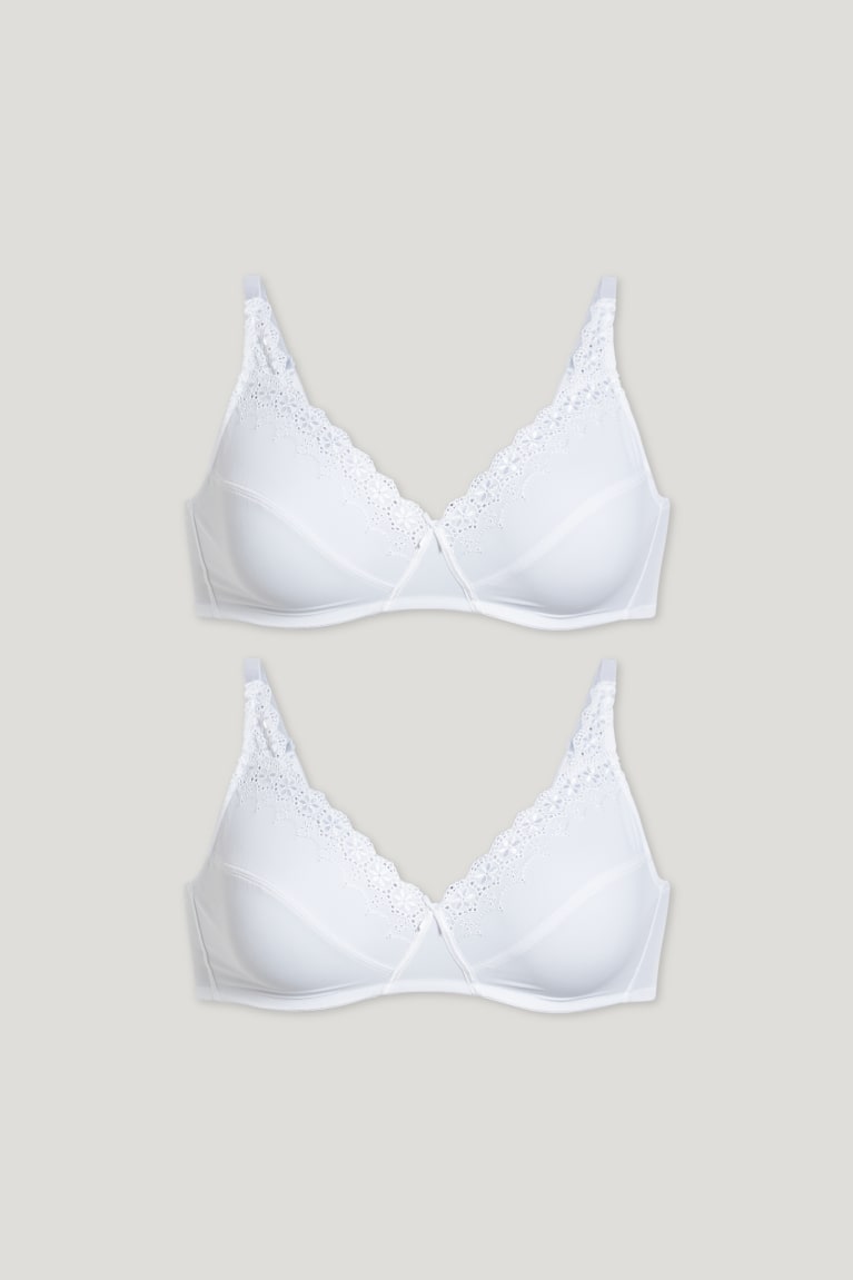 Spodne Pradlo C&A Multipack Of 2 Non-wired Bra Damske Biele | 6834XMPQW