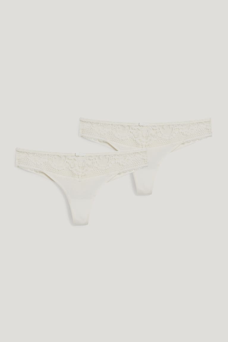 Spodne Pradlo C&A Multipack Of 2 Tanga Lycra® Damske Biele | 7190IEARS