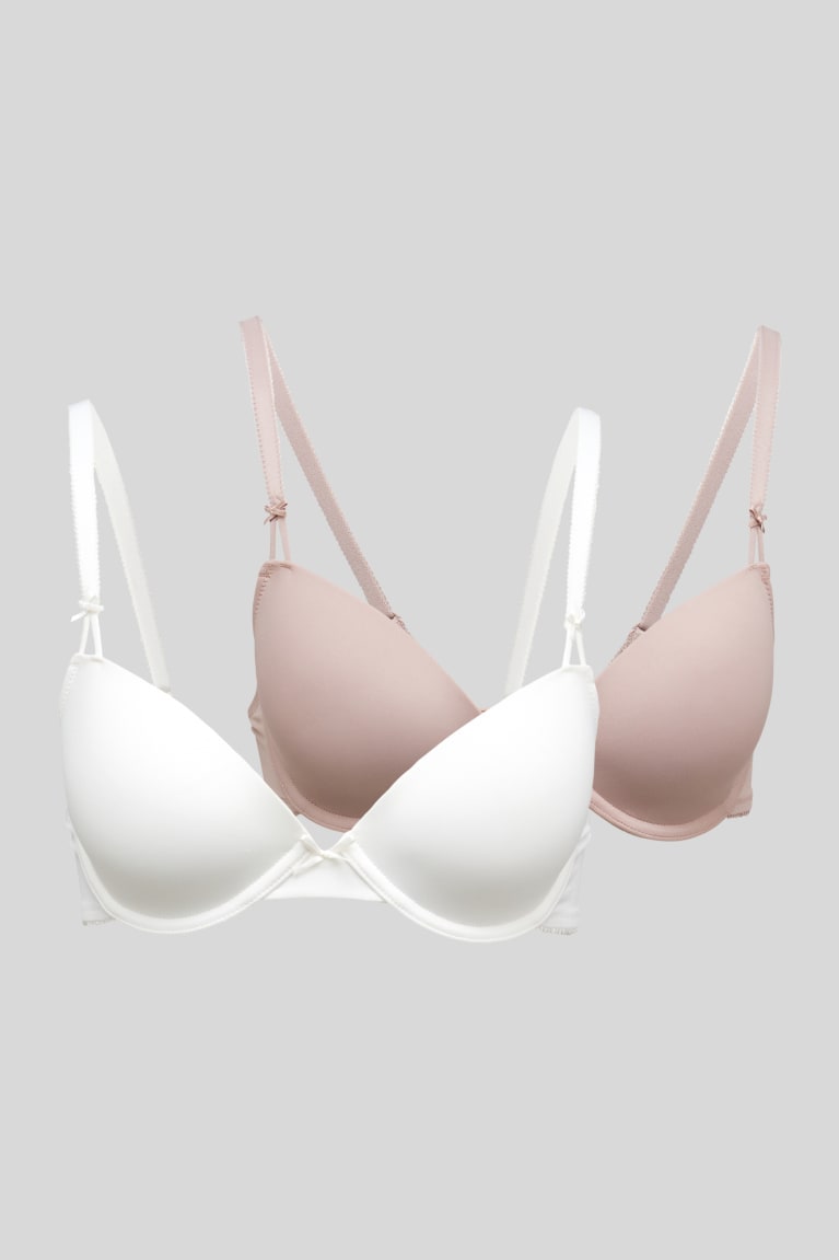 Spodne Pradlo C&A Multipack Of 2 Underwire Bra Demi Polstrované Damske Biele Béžové | 0361WVHCF