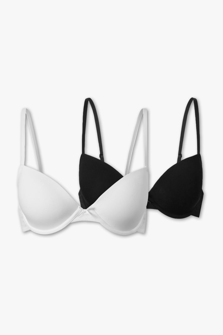 Spodne Pradlo C&A Multipack Of 2 Underwire Bra Demi Organic Bavlnene Damske Čierne Biele | 7095ILMEO