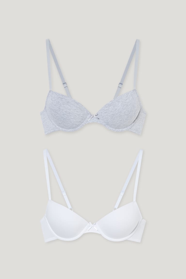 Spodne Pradlo C&A Multipack Of 2 Underwire Bra Demi Polstrované Damske Biele Siva | 8670NOMUE