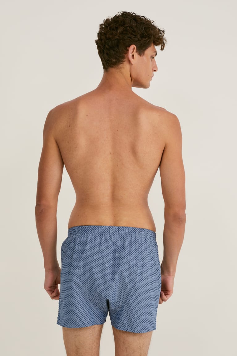 Spodne Pradlo C&A Multipack Of 3 Boxer Woven Organic Bavlnene Panske Tmavo Modre | 0936ZLNVH