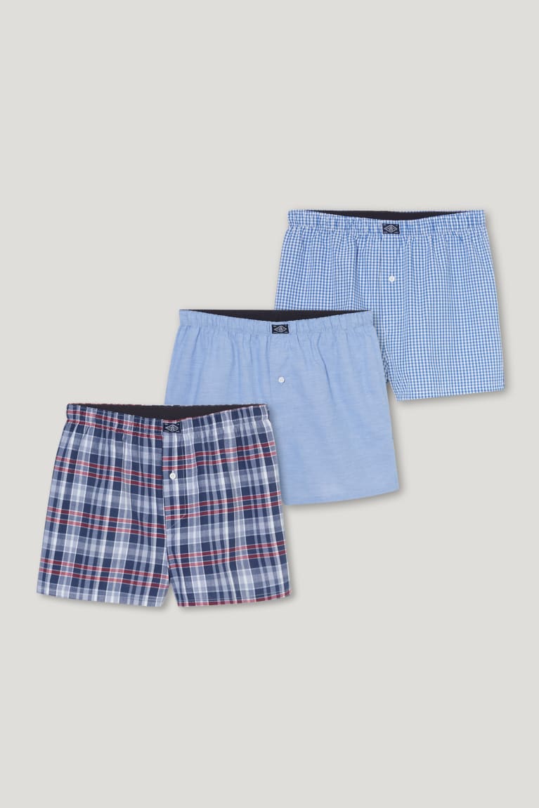 Spodne Pradlo C&A Multipack Of 3 Boxer Woven Organic Bavlnene Panske Tmavo Modre | 3749PITZM