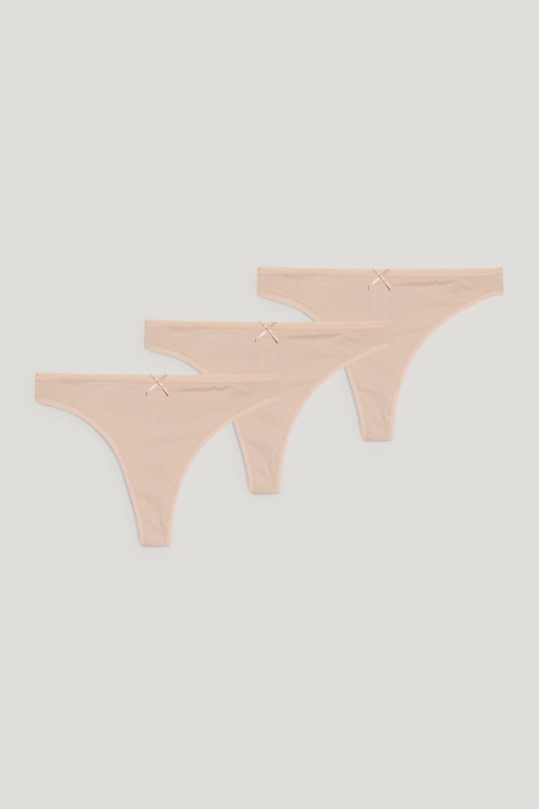 Spodne Pradlo C&A Multipack Of 3 Tanga Lycra® Damske Béžové | 9450LNRSG