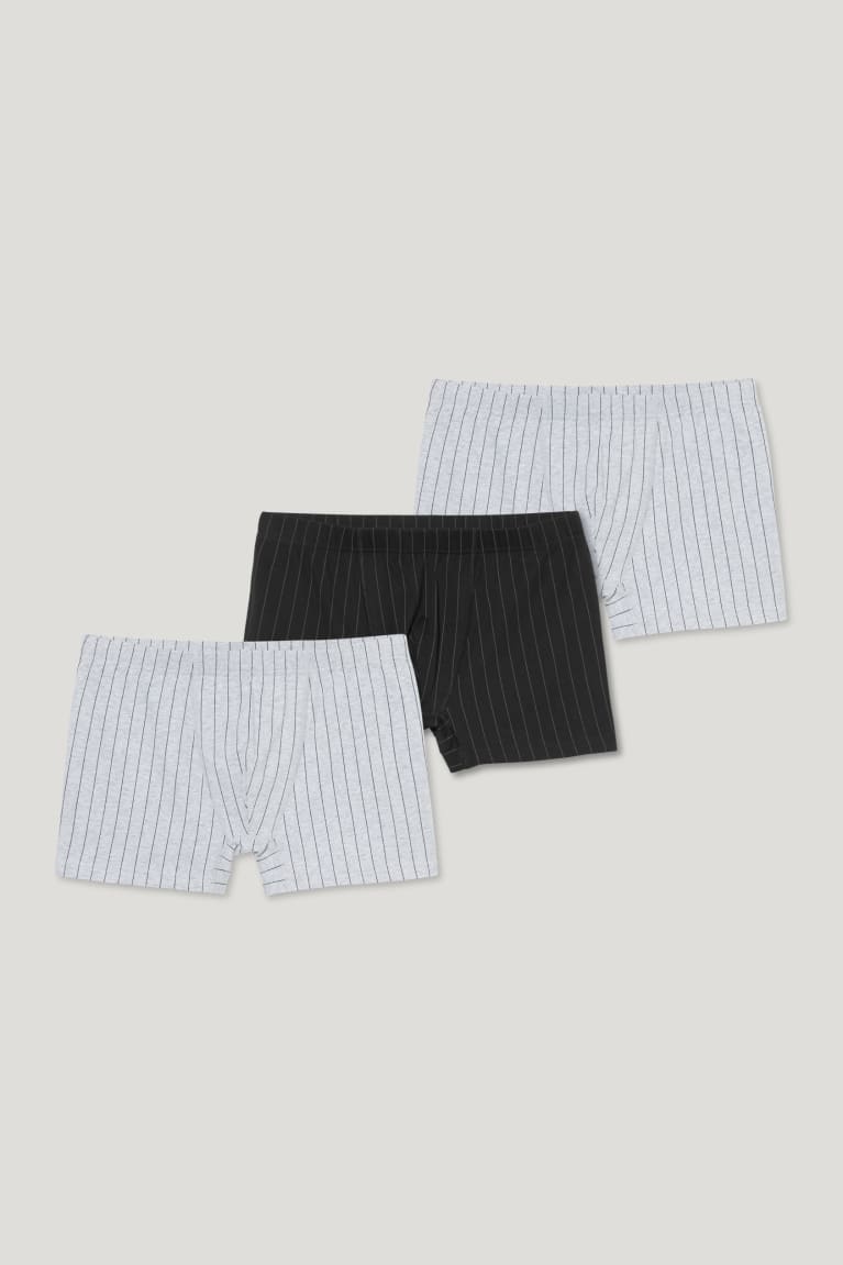 Spodne Pradlo C&A Multipack Of 3 Trunks Organic Bavlnene Pinstripes Panske Čierne Siva | 3526LWCRU