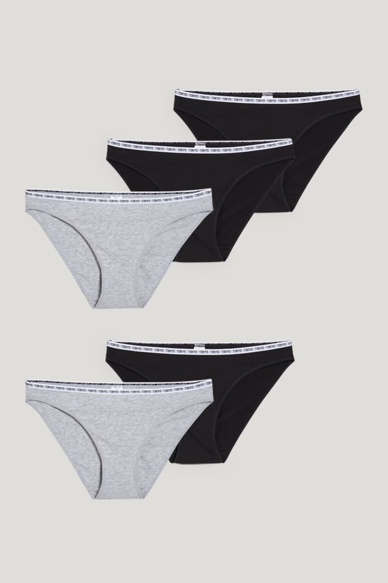 Spodne Pradlo C&A Multipack Of 5 Briefs Damske Čierne Siva | 9763ROQDP